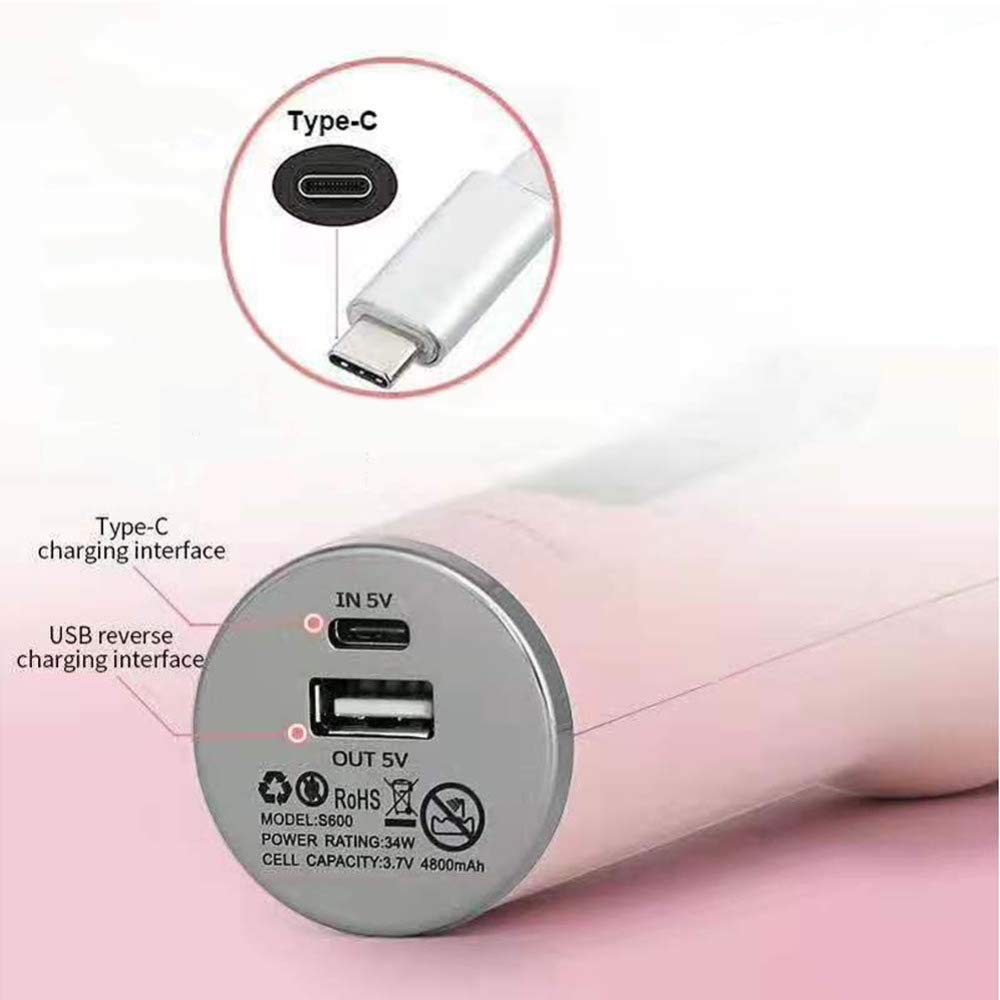Arricciacapelli Ferro Arricciacapelli Automatico Senza Fili Bacchetta Di Curling Rotante Elettrica Display Display LCD Controllo Della Temperatura Di Ricarica USB E Impostazione Del Timer.,Black