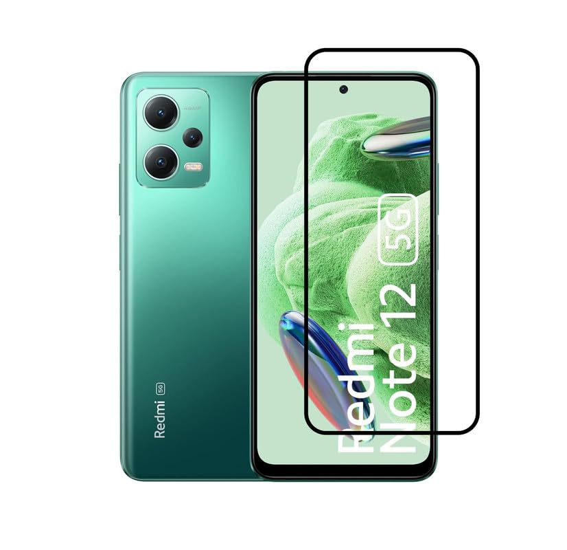 Image of Tempered Glass Screen Protector Compatible For Redmi Note 12 4G / Redmi Note 12 5G Smartphone Full Screen Coverage (Except Edge To Edge) And Free Complete Easy Installation Kit