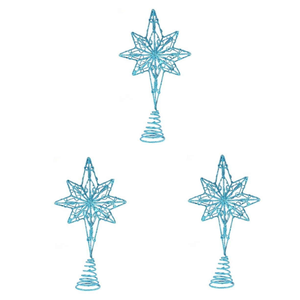 Ciieeo 3stücke Anis Stern Baumspitze Metallische Weihnachtsbaum-Dekoration Blau Für Festlichkeiten Und Heimdekoration Ohne Licht Einfach Zu Montieren