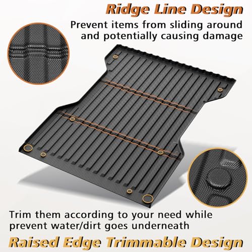 Image of TripleAliners Truck Mat Compatible with 2005-2023 Toyota Tacoma 6FT Accessories, Truck Bed Mat Heavy Duty Custom Fit All Weather Protection TPE Pickup Liner