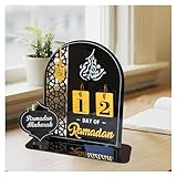 DWEARTY Black and Gold Ramadan Countdown Calendar - Ramadan Mubarak Advent Calendar Decorations for Home - Acrylic - DIY Countdown Calendar with Adjustable Numbers