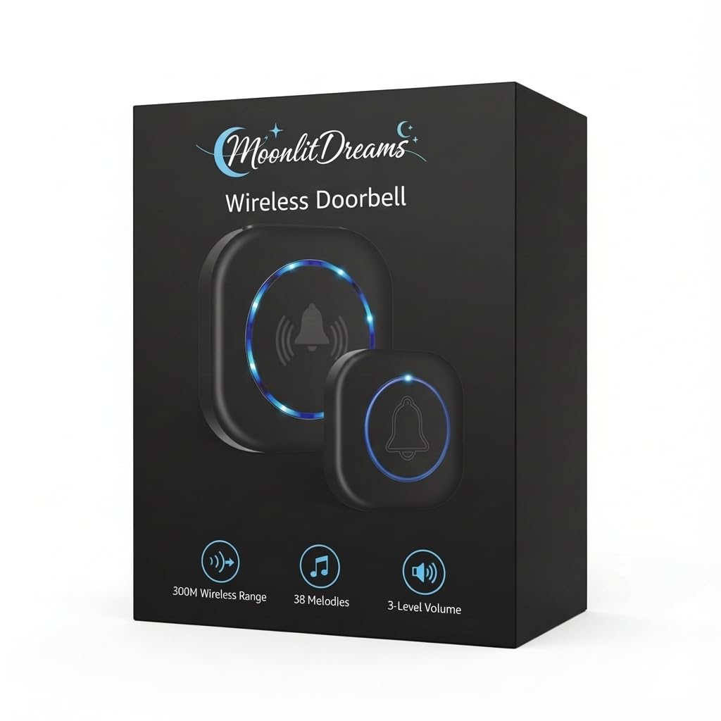Wireless Door Bell for Home and Office with 500 Feet Range, 38 Melodies, LED Flash, 3 Level Volume in Black-image-39