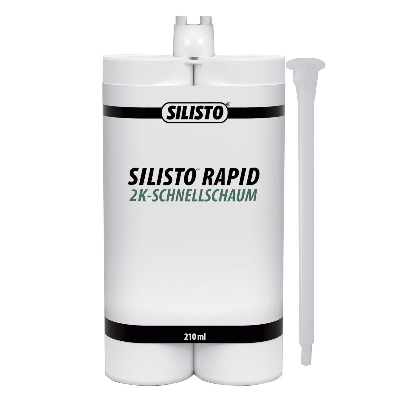 SILISTO RAPID 16x 2K-Schnellschaum 210ml - Zweikomponentiger Polyurethanschaum - Bauschaum - Montageschaum - Zargenschaum - Doppelkartusche inkl. Statikmischer