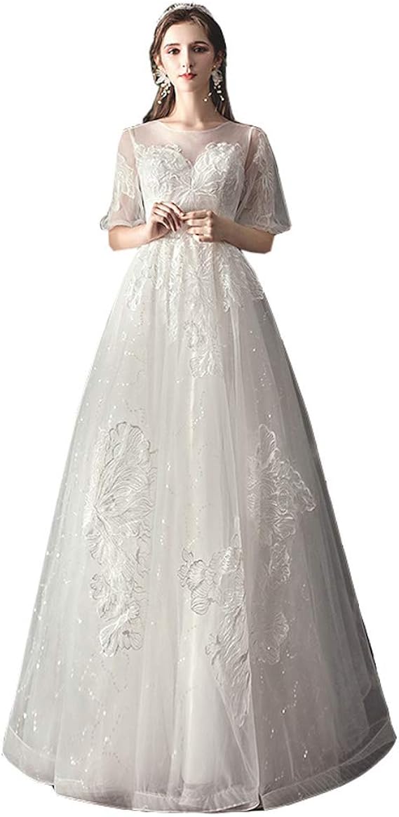 Amazon ウェディグドレス 白 花嫁 二次会 Aラインドレス ワンピース 花嫁二次会 大きいサイズ ドレス カジュアル 結婚式 ブライダル 披露宴 パーティードレス ロングドレス 前撮り ホワイト 袖あり イブニングドレス 通販