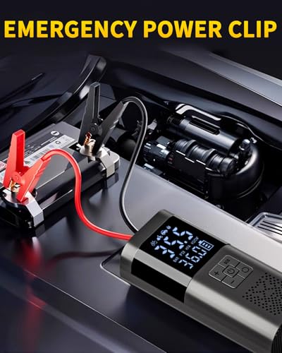 Image of TEMOLA Portable Car Jump Starter with Air Compressor, Car Battery Jump Starter, 12V Portable Jump Box, 150PSI Tire Inflator with LCD Display & LED Light for Gas and Diesel Vehicles