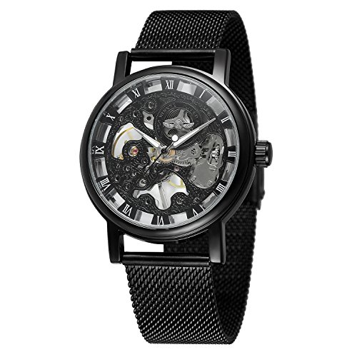 Image of FORSINING Men's Classic Skeleton Mechanical Hand-wind Stainless Steel Bracelet Brand Popular Watch Saat, Classic