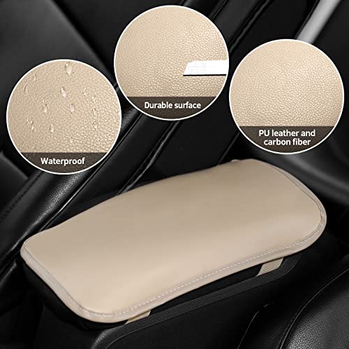 Rayiou Car Center Console Cover Leather Pad, Waterproof Car Armrest Cover Fit For Most Car/Suvs/Truck, Auto Arm Rest Protection Vehicles Interior Accessories(Off White) #TOP1