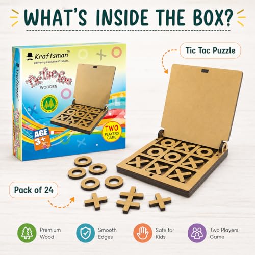 Image of Braintastic Wooden Tic Tac Toe Portable Game-Pack of 24 for Birthday Return Gifts Party Pack, Travel Board Game, Return Favors for All Age Group Kids & Adults