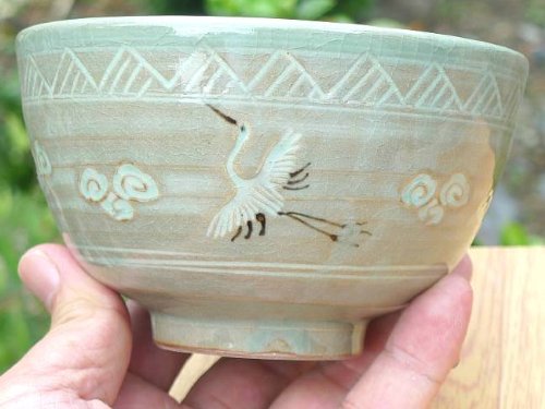 Amazon | 抹茶茶碗 青磁雲鶴 妙見 | 京焼清水焼 | 抹茶碗 通販
