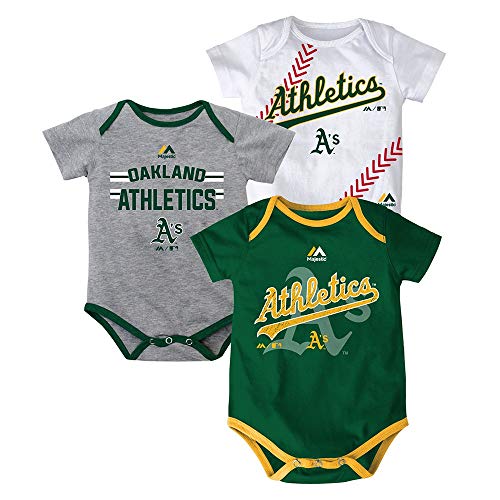 Outerstuff Oakland Athletics MLB Majestic Infant Three Strikes! 3 Piece Creeper Set
