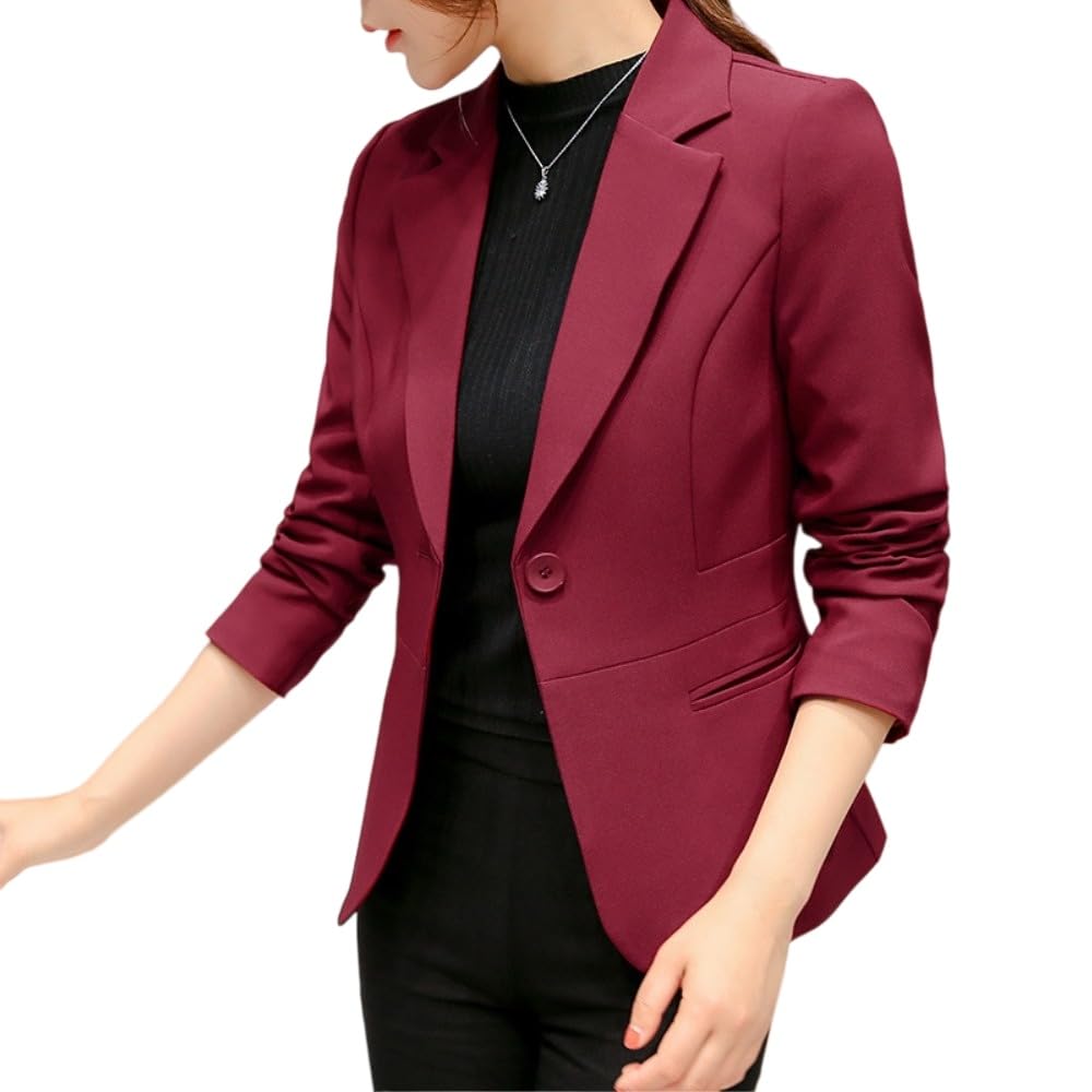 Blazer Donna,Giacca da Completo da Donna a Maniche Lunghe, Cappotto Corto Slim, Blazer da Ufficio per Donna