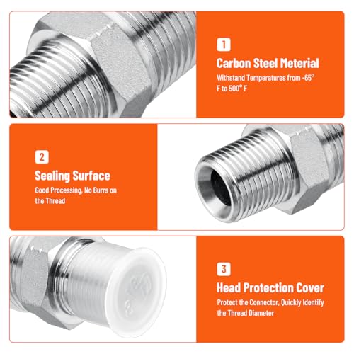 Image of 10 Pack Hydraulic Adapter Fitting: 3 /8 inch NPTF Male x 1 /2 inch NPTF Male