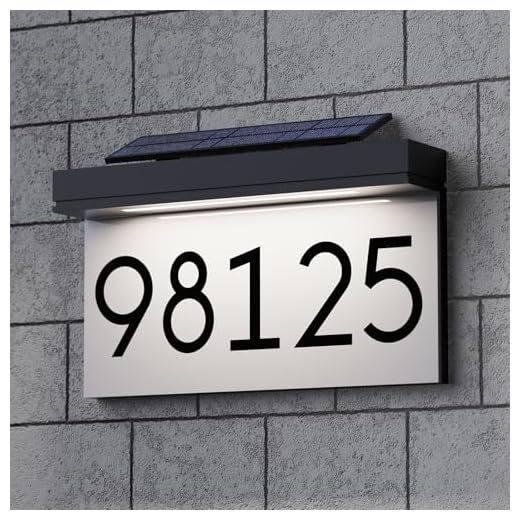 Address Plaque For Houses Solar Powered Adjustable Solar Panel 3 Lighting Colors Lighted House Numbers Address Sign, Rechargeable LED Illuminated Address Sign For Outside Waterproof