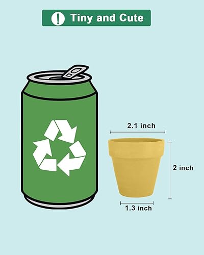 Miniatura 3 de vensovo 48 macetas pequeñas de terracota y terracota de 2 pulgadas con drenaje, mini maceta de cerámica de arcilla amarilla ideal para plantas de