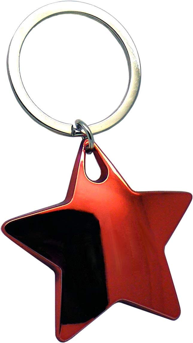 County Engraving Red Personalised Chunky Colou Metal Star Keyring In Gift Box, Engraved With Any Message - Enter Your Custom Text (Red)