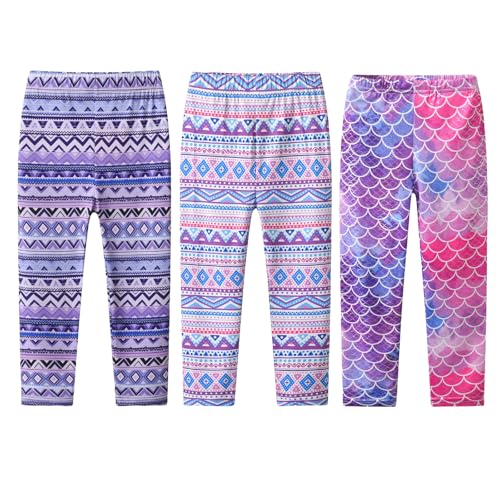 DXTON Kids Girls 3-Pack Skinny Stretch Athletic Leggings Toddlers Active Running Tights Yoga Pants 3-12 Years
