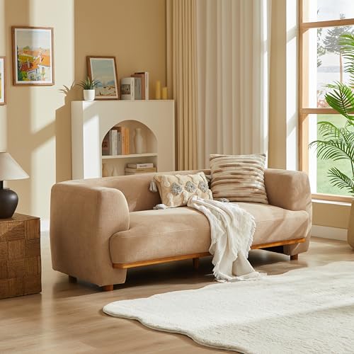 Image of Christopher Knight Home Flowin Velvet Upholstered 3 Seater Sofa Couch, Wooden Home Sofa Living Room, Comfy Cloud Couch for Bedroom, Home Office, Dark Beige+Brown