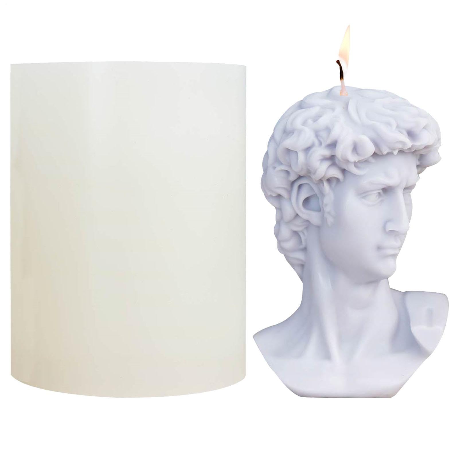 David - Stampaggio in silicone 3D da 15,7 x 11,7 x 11,7 cm | stampo flessibile per alimenti, design durevole che non si strappa, cilindro candela stampo dessert gelatina helad