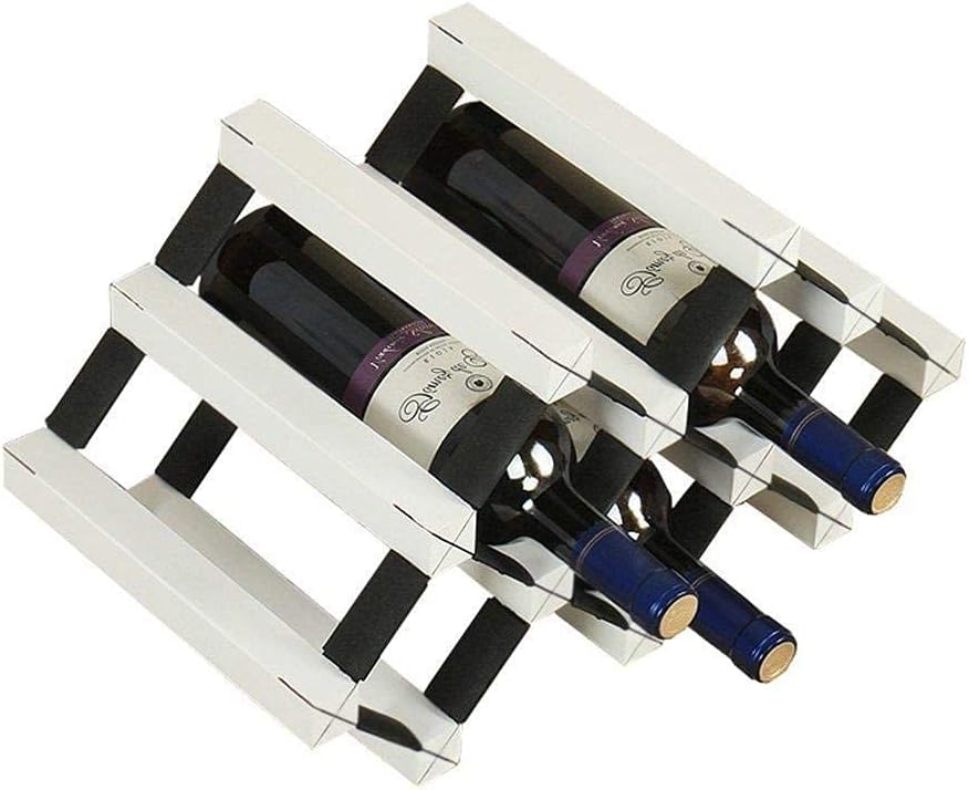 Wine Racks Free Standing Wooden and Metal Steel Natural Wood Cabinet on Table Wine Cupboard Decoration Wine Shelf Retro Design Wine Bottles Organiser White