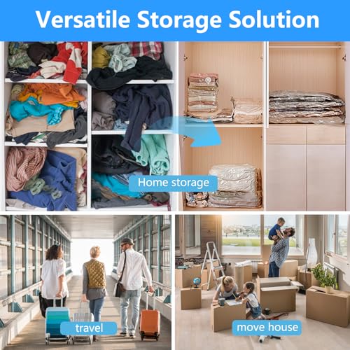 8 Stück Vakuumbeutel für Kleidung mit Elektrischer Luftpumpe, 2 * 100 x 80 cm, 3 * 80 x 60 cm, 3 * 70 x 50 cm, Vakuumbeutel für Bettdecken, Decken, Kissen, Bettwäsche, Reisen, Umzug