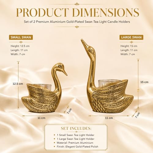 Image of CraftVatika Anniversary Wedding Gifts for Couple Marriage Gifts,Aluminium Swan Pair Candle Holder Stand for Home Decor, Return Gift for Adults, Home Decoration Items House Warming Gifts New Home.