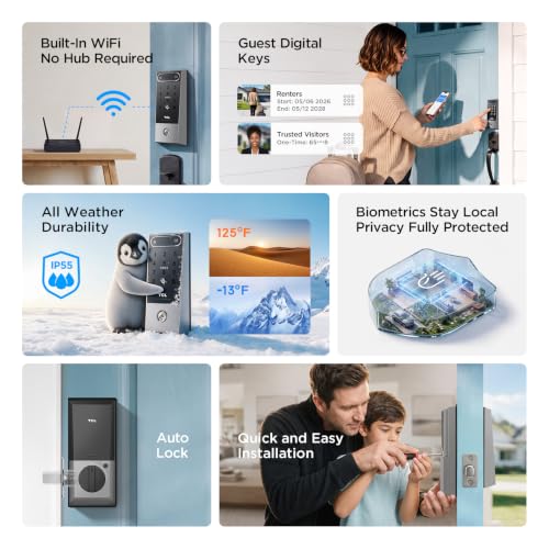 TCL Smart Lock, Palm Vein Keyless Entry Deadbolt with Matter Over Thread - image 7