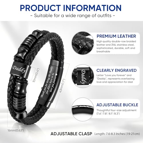 Pulsera de cuero trenzada ajustable para hombre miniatura 4