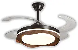 Ventilador de Teto Retrátil Woodline Preto Madeira Disoma 78W com LED Multicolor 3000K 4000K 6500K | Controle Remoto | Silencioso | Dimerizável | Classe A INMETRO | Potência Real Bivolt