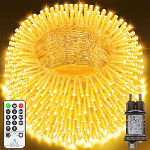 LYNNON LED Lichterkette Außen 30m 1000 LED Lichterkette Innen 8 Modi mit Fernbedienung Timer Outdoor Lichterkette Wasserdicht für Party Hochzeit Garten Balkon Camping Weihnachtsbaum Deko(Warmweiß)