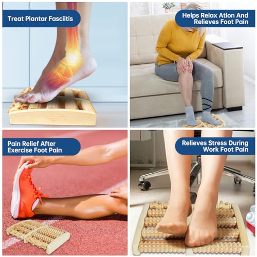 ACWOO Fußmassageroller Holz, Roller Fußmassagegerät, Fußroller Holzroller Fußmassage Fersensporn Massagegerät für Füße-Durchblutungsförderndes Fußmassagegerät, Fußroller Stressreduzierung Entspannung