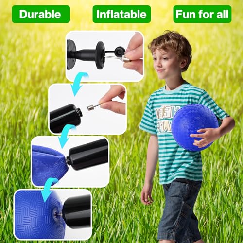 HSLCGF 24 Pcs Dodgeballs 5 Inch Playground Ball Kickball Inflatable Rubber Handball Bouncy Dodge Ball with 1 Hand Pump for Outdoors Ball Games Gym Camps Picnic (Multicolor)