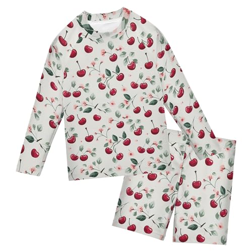 Cherry Fruit Baby Boys' Toddler Long Sleeved Rashguard Swim Bathing Suit Set B0403346