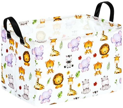 KUNRO Rectang Animals Storage Basket Gift Shelf Basket Storage Bin, Nursery Basket Organizer Box for With Handles for Room Deco