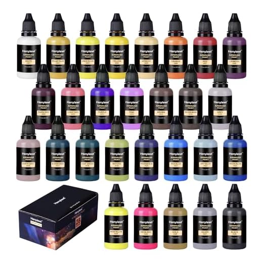 Airbrush Paint, Henyiewl 28 Colors Airbrush Paint Set (30 ml/1 oz), Opaque & Water-based Acrylic Air Brush Paint Kit Includes Metallic and Neon Colors, Premium Airbrush Paints for Artists, Beginners, and Students