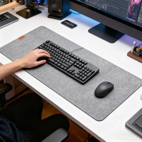 HJYIMYI sous-Main en Feutre Antidérapant,80x40cm Tapis de Souris en Feutre – Vignette