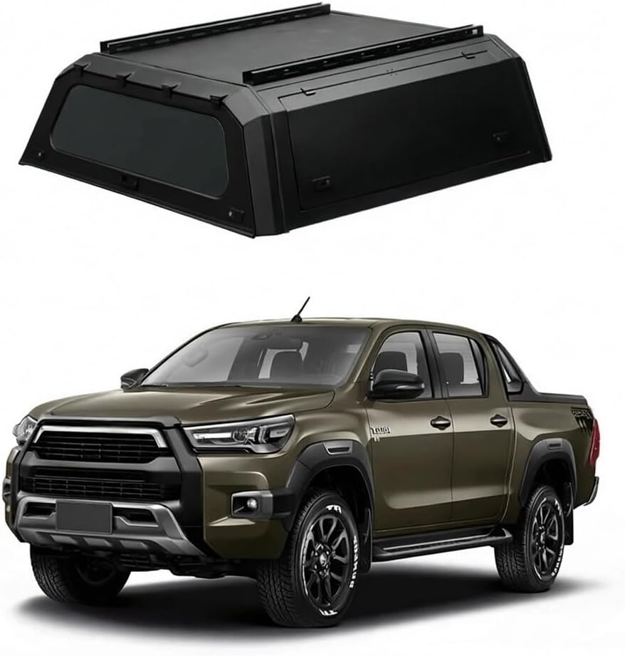 Heavy-Duty Aluminum Canopy Compatible for Toyota Tacoma Double Cab 2015-2025, Black Powder-Coated Hardtop with Central Lock, Lightweight & Rust-Proof 4x4 Truck Topper