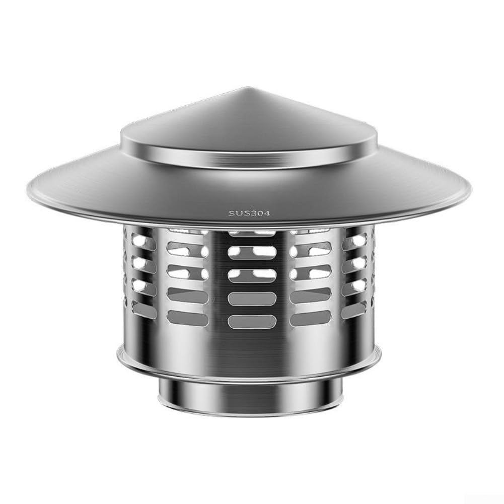 Resistente Acero Inoxidable sombrerete de Chimenea 304 Grade para Techo Ventilación con Seguridad Rolled Edges y Lluvia Guard (75)