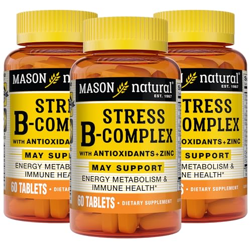 MASON NATURAL Stress B,Complex with Antioxidants + Zinc, 6 Month Supply, Dual Action Formula, Supports Energy Metabolism & Immune Health, 3 Pack