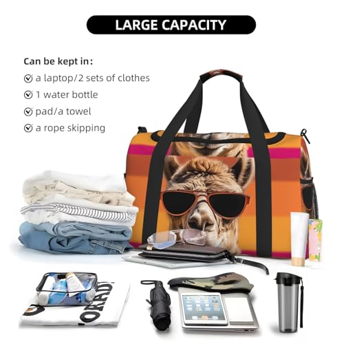 Travel Duffel Bag Lightweight Waterproof Carry On Tote Bag Foldable Weekender Overnight Bags Camel Wearing Sunglasses Sport Gym Bag For Women Men4