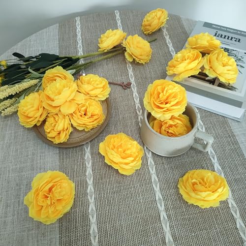 ARTIFIPLANT Fake Yellow Flower Heads for Craft,3.3'' Rose Heads Artificial Flowers,40 Pcs Silk Rose Heads Bulk,Satin Rose Heads No Stem for DIY Flower Well,Crafts Bouquest (Yellow) by ARTIFIPLANT - Used condition - Image 4
