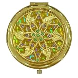 ZHU YU CHUN 1PC Portable Makeup Mirror Vintage Six-Leaved Patterns Cosmetic Makeup Pocket Purse Magnification Jewel Mirror(Purple)