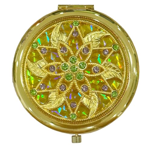 ZHU YU CHUN 1PC Portable Makeup Mirror Vintage Six-Leaved Patterns Cosmetic Makeup Pocket Purse Magnification Jewel Mirror(Purple)