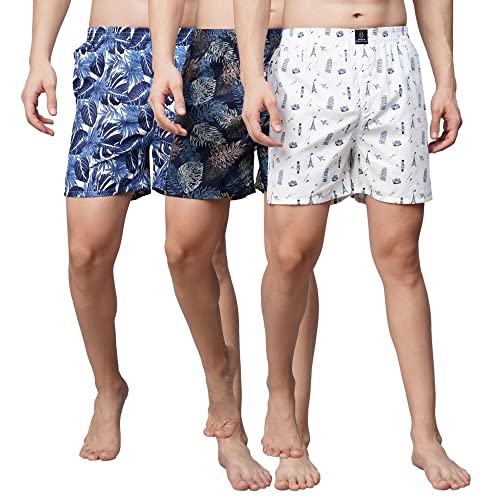 Image of Urban Scottish Ultra-Comfortable Men's Boxer Pants (Pack of 3) - 100% Cotton Material with A Stylish Print - Soft and Stretchy Elastic Waist Band - Dynamic Movement and Hardwearing Stitching