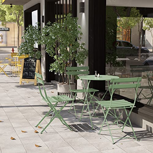 Grand patio Bistro Set 3 Stück, Gartenmöbel Set, Sitzgruppe 2 Stühle und 1 Tisch, Premium Stahl, Klappbar, Balkonset für Hof, Garten, draussen (Grün)