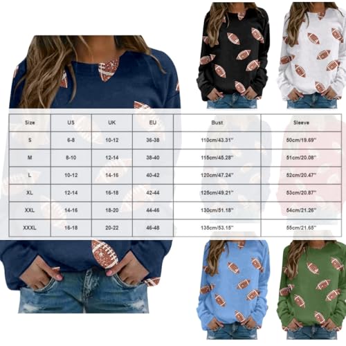 Sequin Football Sweatshirt For Women Rugby Graphic Print Sunday Casual Long Sleeve Crewneck 2025 Fall Pullover4