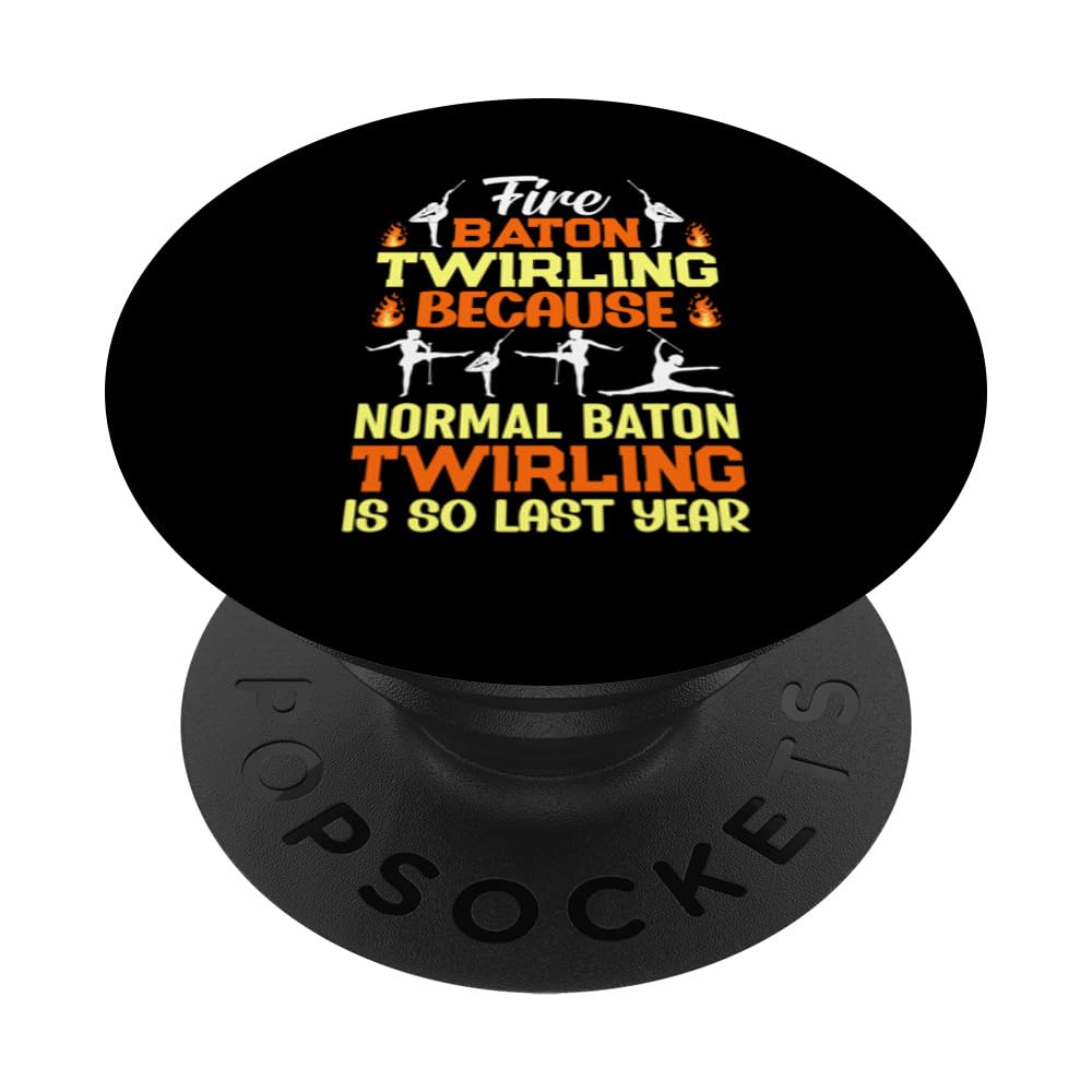 Fire Baton Twirler Majorette Baton Twirling Fire Twirler PopSockets Swappable PopGrip, Black