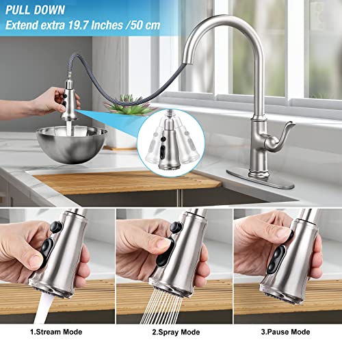 Djs Kitchen Faucet With Pull Down Sprayer, Single Handle Stainless Steel Pull Out Kitchen Sink Faucet, Brushed Nickel Djs-Pk-009N-Dp #TOP2