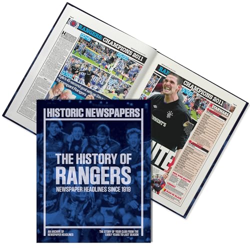 Rangers Newspaper Headlines Football Book - Gift (LAST MINUTE GIFT) Approx A3 in size - NEWLY UPDATED FOR THE 2024 SEASON - Fast Delivery! Buy NOW and PERSONALISE LATER! (Rangers 2024)