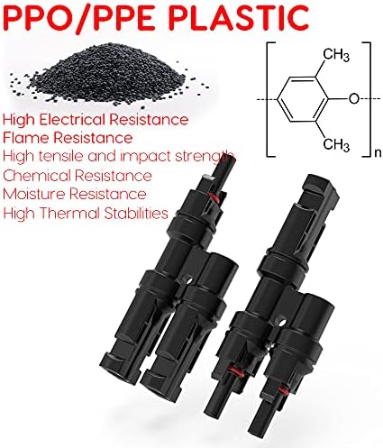 Solar Branch Connector, Durable Solar Panel Branch Connectors, T Branch Easy-to-Use 2 to 1 T -Splitter - Sudoo