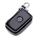 QZS Mercedes Benz Black Leather Car Key Case Coin Holder Zipper Remote Wallet Key Chain Bag